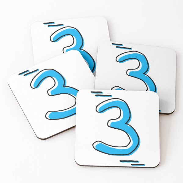 Item preview, Number 3 - Bold Blue Artistic Numeral Design designed and sold by Dyche Studio.