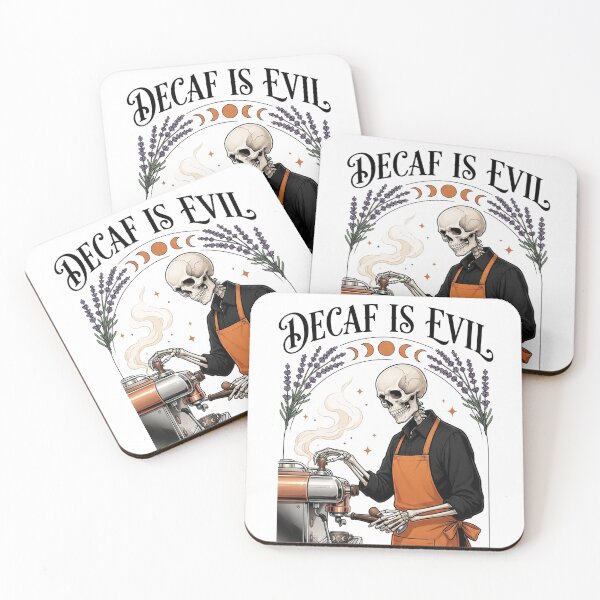 Item preview, Decaf Is Evil Skeleton Barista Coffee designed and sold by SayMaria.