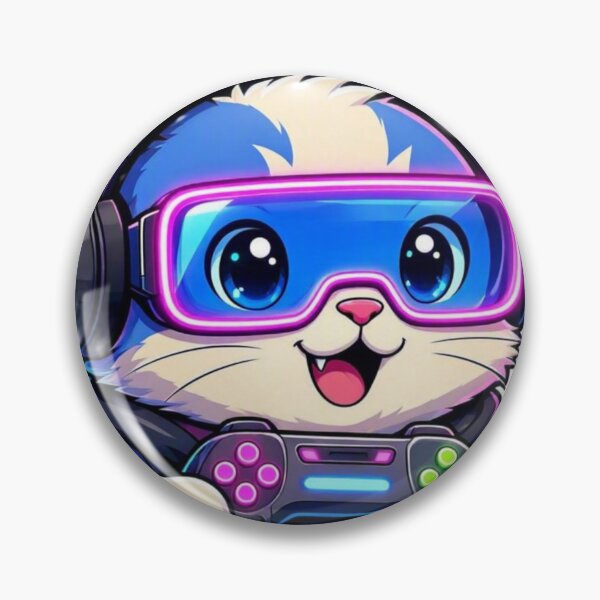 Item preview, Cute Blue Gamer Cat - Neon VR Goggles & Controller Cyberpunk Kitten Sticker designed and sold by CyberPaws Art.