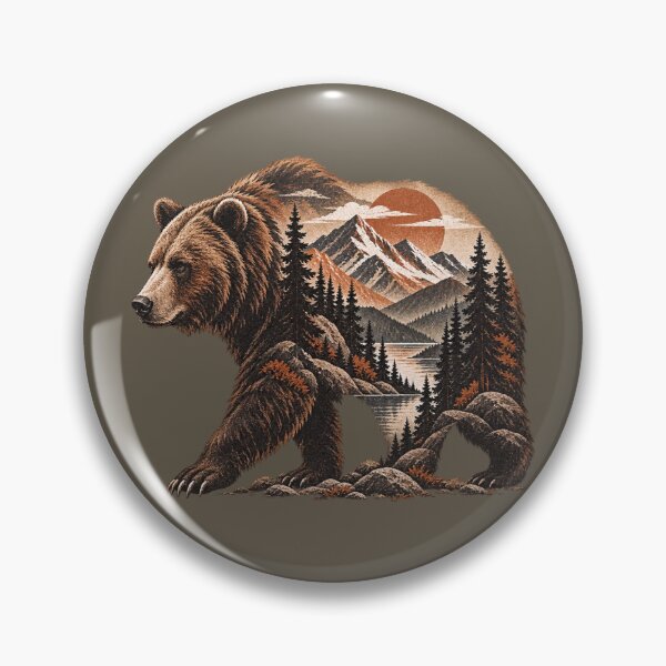 Item preview, Walking Bear Mountain Wilderness Vintage Double Exposure designed and sold by BROHLine Studio.
