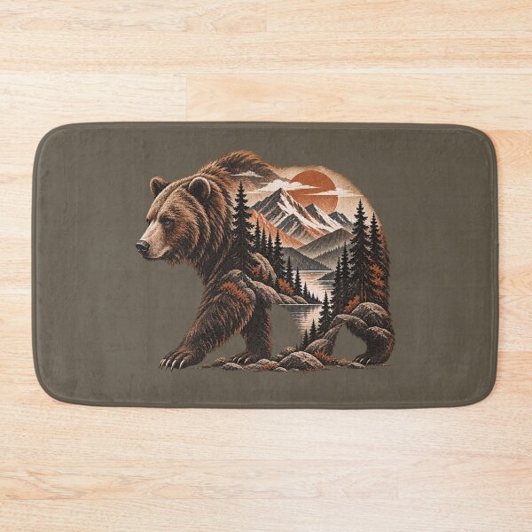 Item preview, Walking Bear Mountain Wilderness Vintage Double Exposure designed and sold by BROHLine Studio.