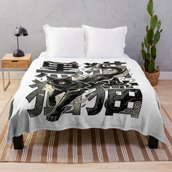 Item preview, Japanese Black Cat Kanji Streetwear Bakeneko Anime Graphic designed and sold by mood-draftsman.