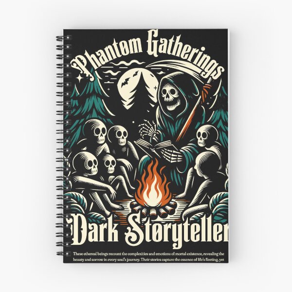 Item preview, Phantom Gatherings Dark Storyteller T-Shirt | Skeleton Campfire Graphic Tee | Gothic Grim Reaper Halloween Shirt designed and sold by vec4u.