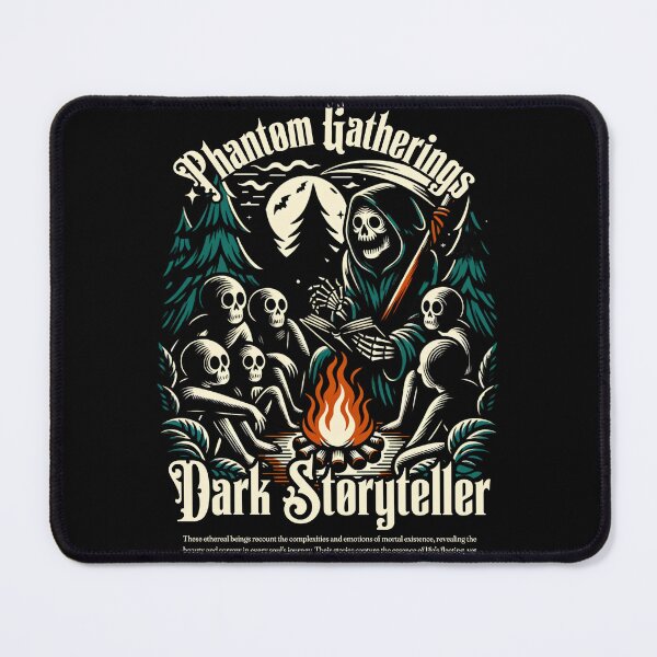 Item preview, Phantom Gatherings Dark Storyteller T-Shirt | Skeleton Campfire Graphic Tee | Gothic Grim Reaper Halloween Shirt designed and sold by vec4u.