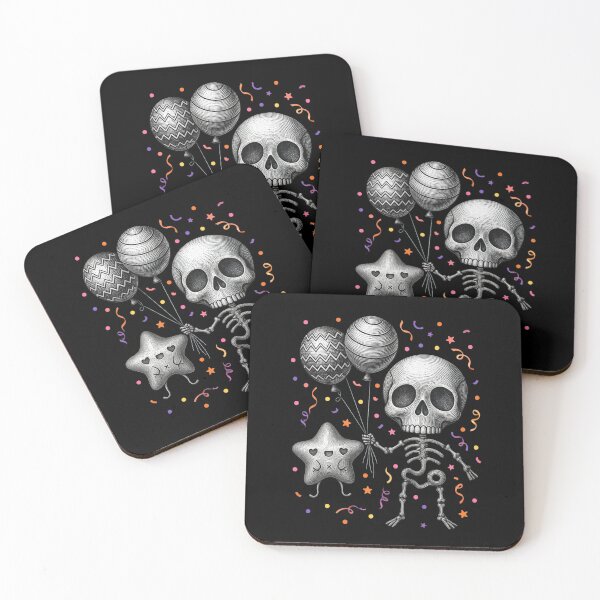 Item preview, Cute Skeleton with Balloons Vintage Engraving Halloween Kawaii Star designed and sold by HealingEraInk.