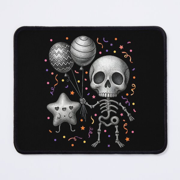 Item preview, Cute Skeleton with Balloons Vintage Engraving Halloween Kawaii Star designed and sold by HealingEraInk.