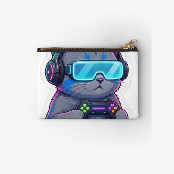 Item preview, Cool Cyber Gamer Cat - Neon VR Visor Goggles & Gamepad Sticker designed and sold by CyberPaws Art.