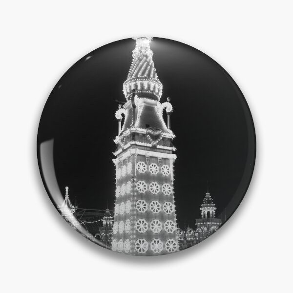 Item preview, 1905 vintage Night in Luna Park, Coney Island, New York amusement park black and white photographic art print designed and sold by Astrid Arkhangelsky.