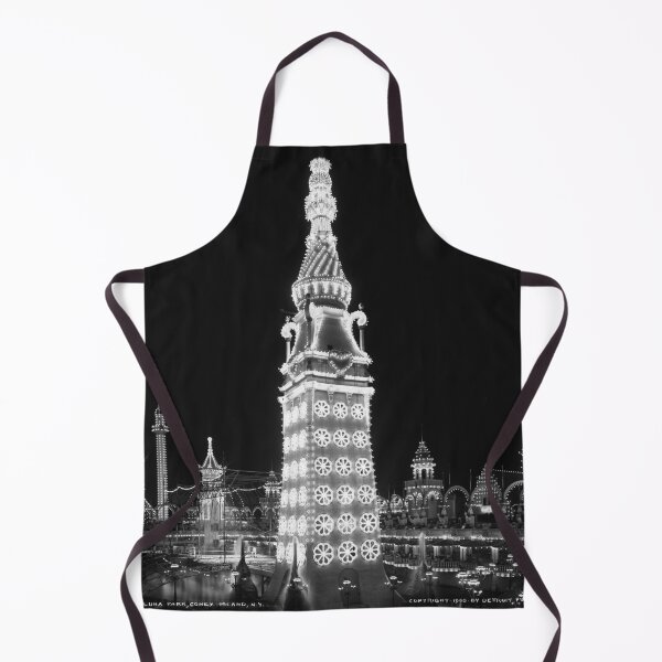 Item preview, 1905 vintage Night in Luna Park, Coney Island, New York amusement park black and white photographic art print designed and sold by Astrid Arkhangelsky.