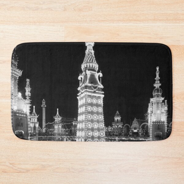 Item preview, 1905 vintage Night in Luna Park, Coney Island, New York amusement park black and white photographic art print designed and sold by Astrid Arkhangelsky.