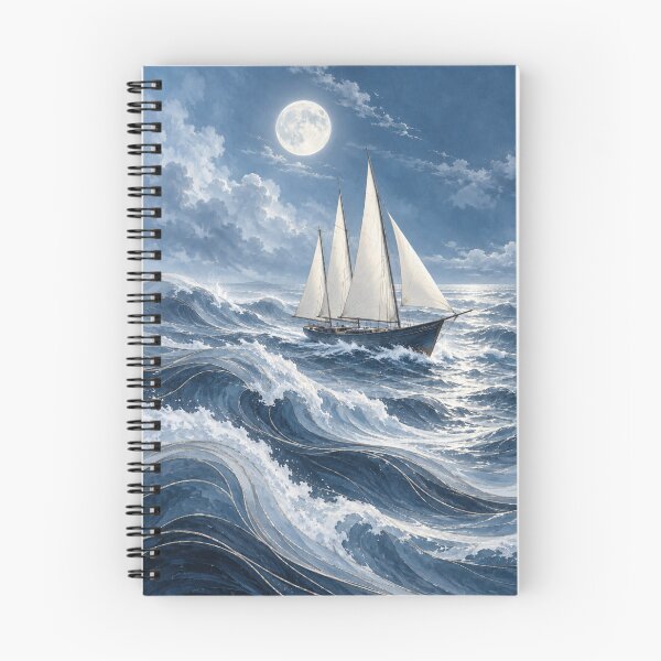 Item preview, Glacier Blue Sailboat on Moonlit Ocean Waves designed and sold by TrendPulseCo.