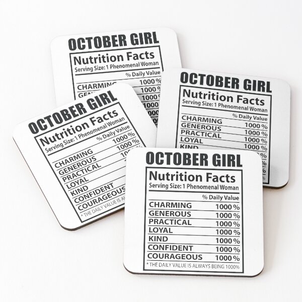 Item preview, October Girl Nutrition Facts Phenomenal Woman designed and sold by ShopFanCreation.