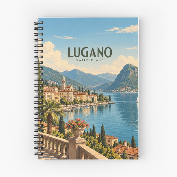 Item preview, Lugano Vintage Swiss Lakeside City Art designed and sold by MichaeIRellov.
