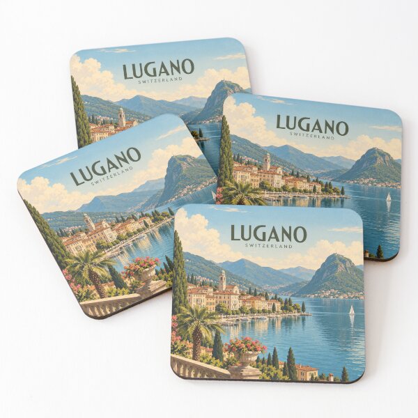 Item preview, Lugano Vintage Swiss Lakeside City Art designed and sold by MichaeIRellov.
