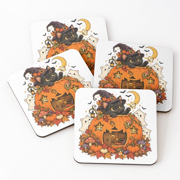 Item preview, Cute Black Cat Pumpkin House Kawaii Halloween Autumn designed and sold by WILLIAMS-BR.