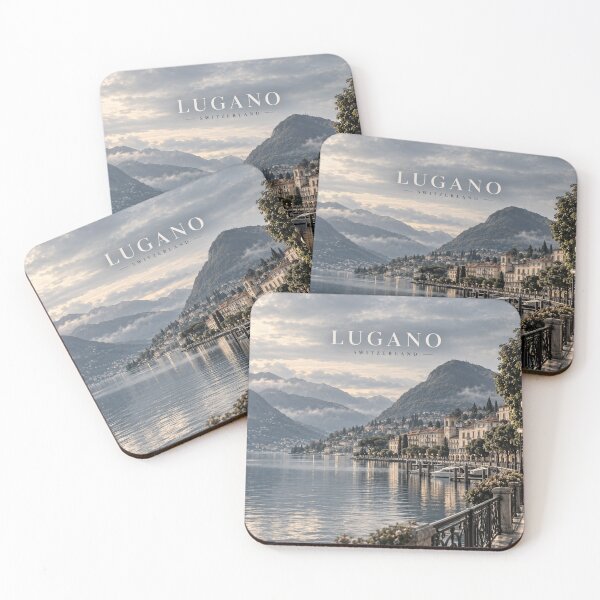 Item preview, Lugano Cinematic Monochrome Lakeside Artwork designed and sold by MichaeIRellov.