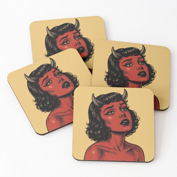 Item preview, Retro Demon Woman with Black Horns designed and sold by NF Designs Studio DTF.