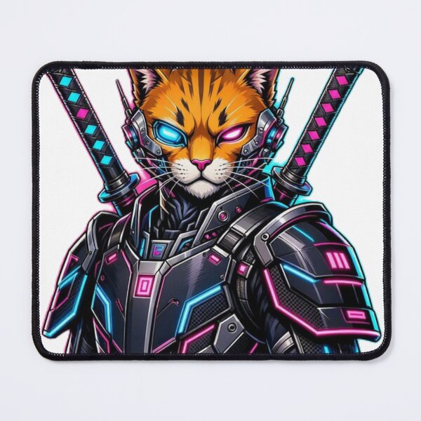 Item preview, Cyberpunk Ninja Cat - Dual Katana Cyborg Cyberpaws Suit Sticker designed and sold by CyberPaws Art.