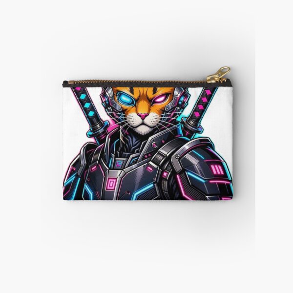 Item preview, Cyberpunk Ninja Cat - Dual Katana Cyborg Cyberpaws Suit Sticker designed and sold by CyberPaws Art.