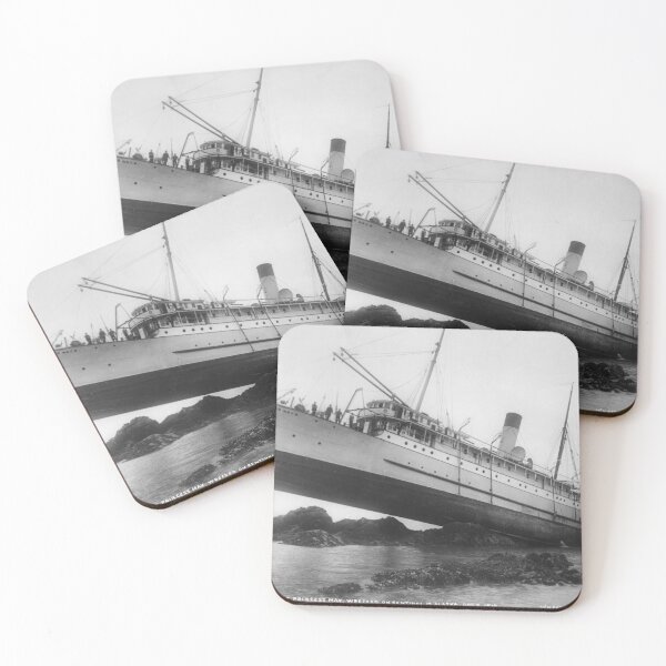 Item preview, Shipwrecked, S.S. Princess May wrecked on August 5, 1910 funny nautical maritime black and white vintage photographic art print designed and sold by Astrid Arkhangelsky.