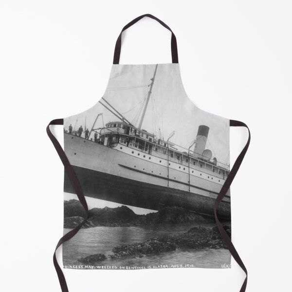 Item preview, Shipwrecked, S.S. Princess May wrecked on August 5, 1910 funny nautical maritime black and white vintage photographic art print designed and sold by Astrid Arkhangelsky.