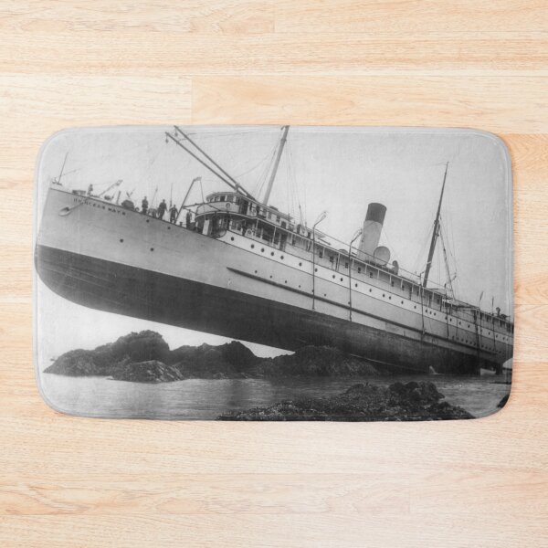 Item preview, Shipwrecked, S.S. Princess May wrecked on August 5, 1910 funny nautical maritime black and white vintage photographic art print designed and sold by Astrid Arkhangelsky.