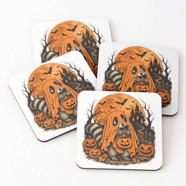 Item preview, Cute Ghost Raccoon Trick or Treat Vintage Halloween designed and sold by WILLIAMS-BR.