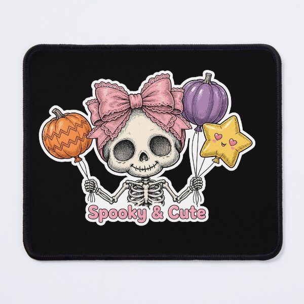 Item preview, Coquette Skeleton with Bow Balloons Spooky and Cute Halloween Kawaii designed and sold by HealingEraInk.