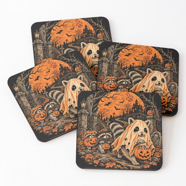 Item preview, Cute Ghost Raccoon Trick or Treat Vintage Halloween designed and sold by WILLIAMS-BR.