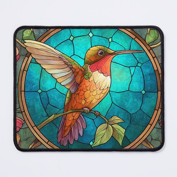 Item preview, Hummingbird in Floral Suncatcher Stained Glass Effect designed and sold by ShopFanCreation.