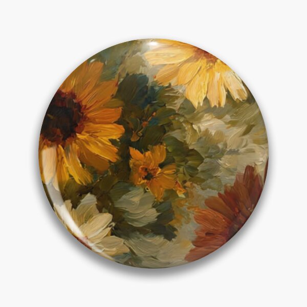Item preview, Vintage Oil Painting Autumn Floral — Golden Yellow Dahlias and Sunflowers Art designed and sold by LYAN-STORE.