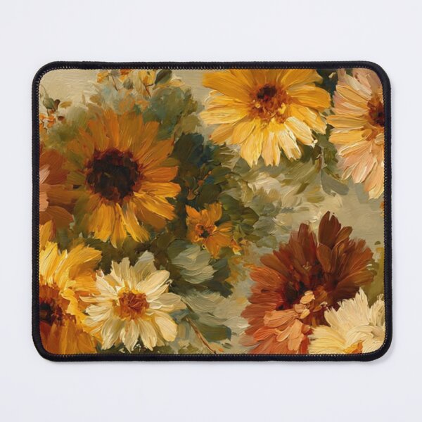 Item preview, Vintage Oil Painting Autumn Floral — Golden Yellow Dahlias and Sunflowers Art designed and sold by LYAN-STORE.