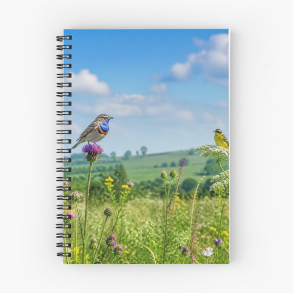 Item preview, British Birds in Wildflower Meadow | Birdwatching Countryside Landscape designed and sold by ThatSurreyLife.