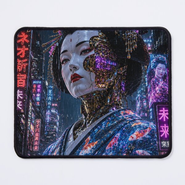 Item preview, Gothic Japanese Art Cyberpunk Geisha in Neon Rain designed and sold by MouradStudio.