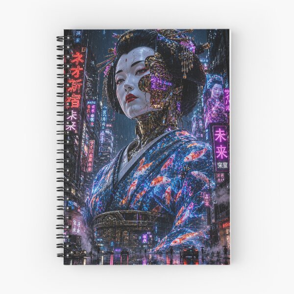 Item preview, Gothic Japanese Art Cyberpunk Geisha in Neon Rain designed and sold by MouradStudio.