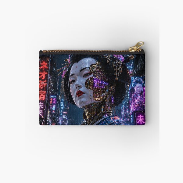 Item preview, Gothic Japanese Art Cyberpunk Geisha in Neon Rain designed and sold by MouradStudio.