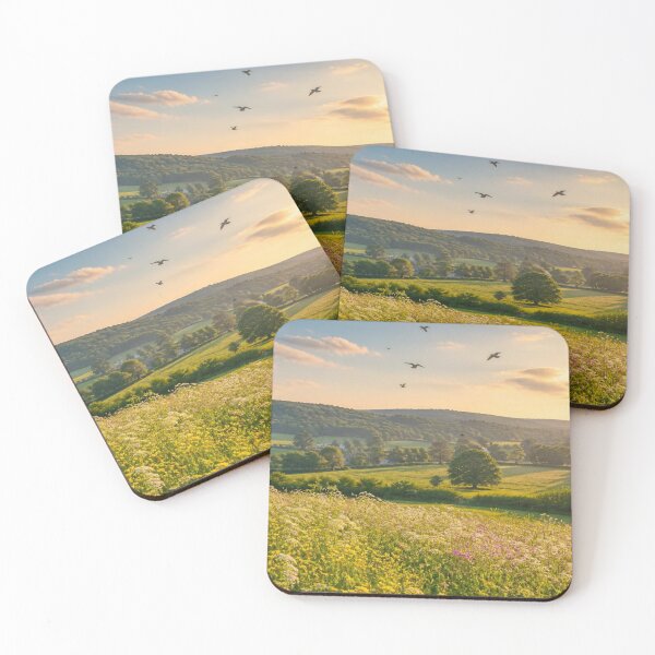 Item preview, Surrey Wildflower Sunset | Golden Hour English Countryside Landscape designed and sold by ThatSurreyLife.