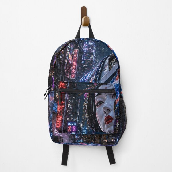 Item preview, Gothic Japanese Art Cyberpunk Geisha in Neon Rain designed and sold by MouradStudio.