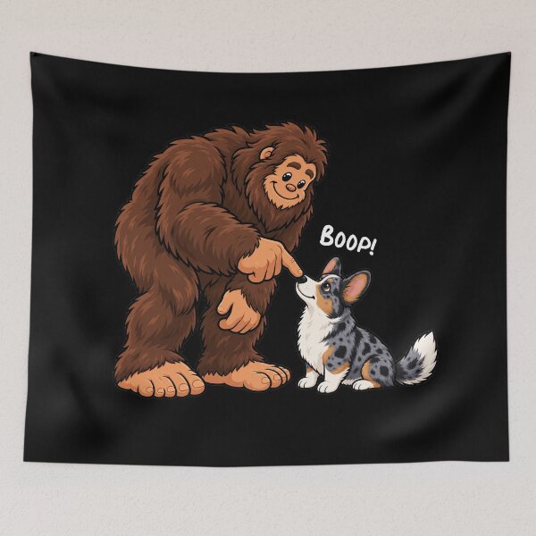 Item preview, Bigfoot and Cardigan Welsh Corgi Boop Fun Design Sasquatch designed and sold by rafaeltto.