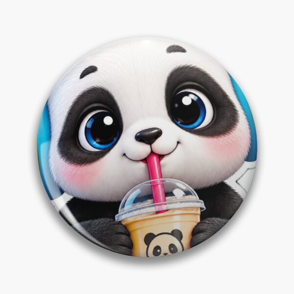 Item preview, Kawaii Baby Panda Boba Tea - Cute Colorful Headphones Drinking Milk Tea Sticker designed and sold by CyberPaws Art.
