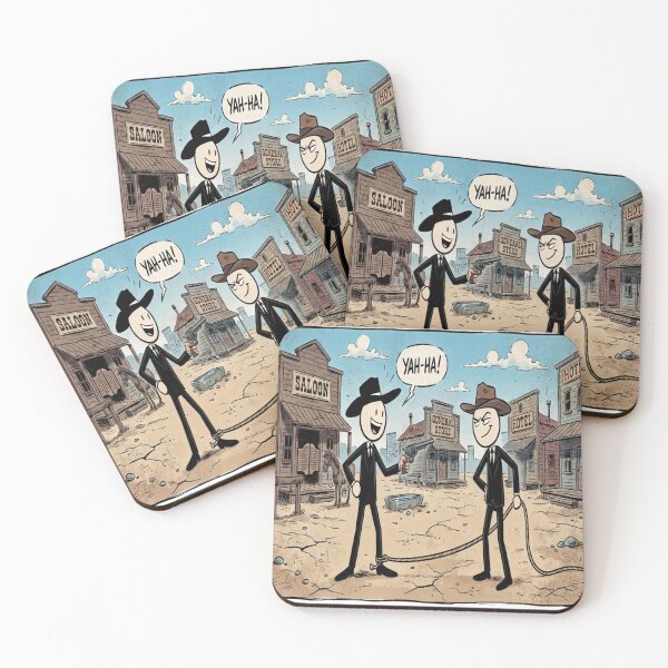 Item preview, Funny Stick Figure Cowboy Duel Wild West Humor designed and sold by AfresStudio.