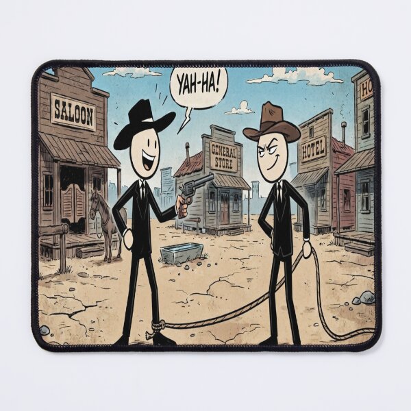 Item preview, Funny Stick Figure Cowboy Duel Wild West Humor designed and sold by AfresStudio.