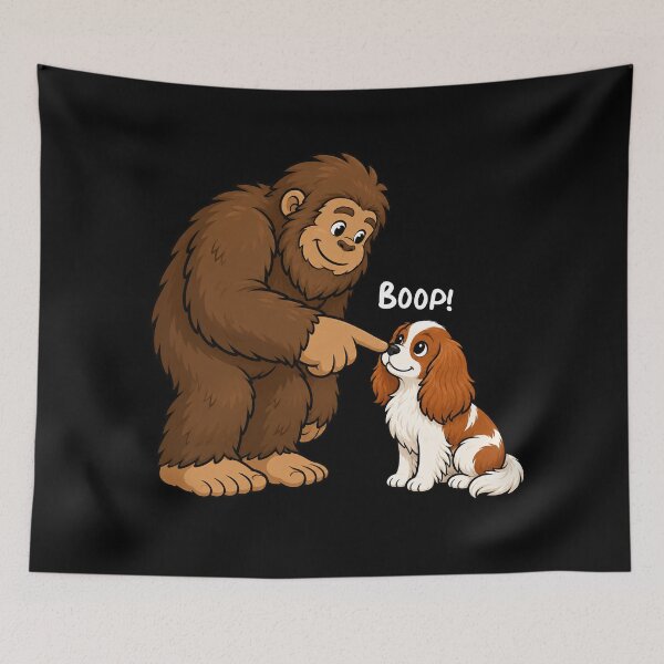 Item preview, Bigfoot and Cavalier King Charles Spaniel Boop Fun Design Sasquatch designed and sold by rafaeltto.