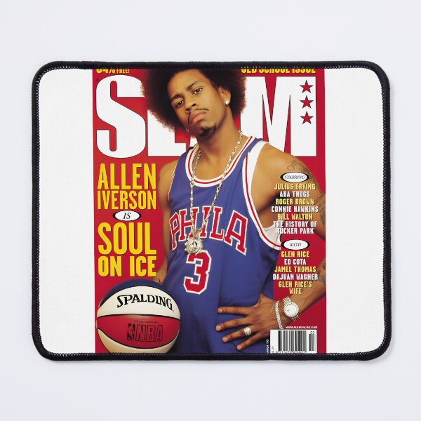 Aperçu de l'œuvre Affiche artistique d'Allen Iverson réalisant un dunk iconique créée et vendue par sadisto.