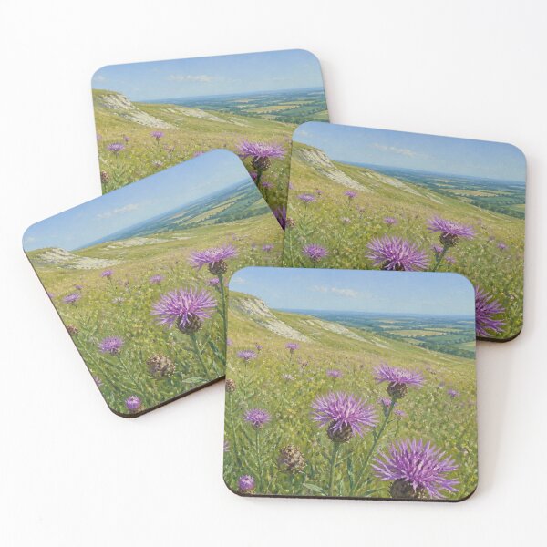Item preview, Surrey Hills Wild Thistles | Purple Wildflower Countryside Landscape designed and sold by ThatSurreyLife.