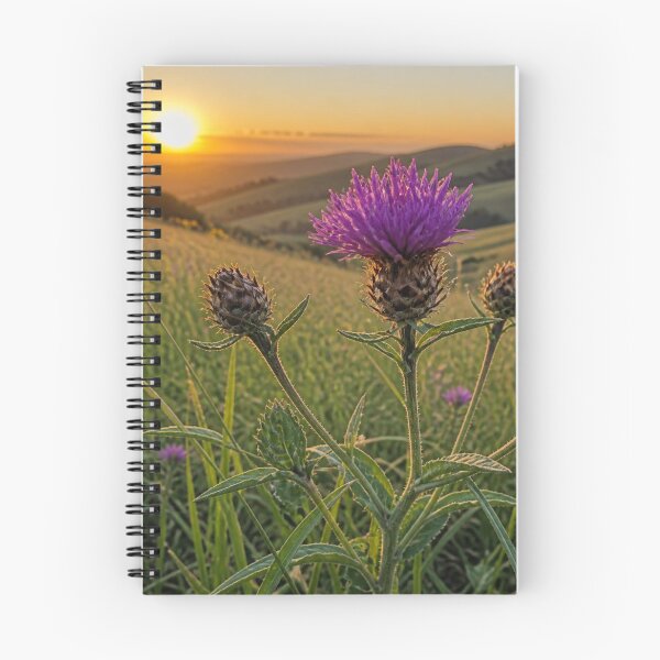 Item preview, Purple Thistle Sunset | Surrey Hills Golden Hour Countryside designed and sold by ThatSurreyLife.