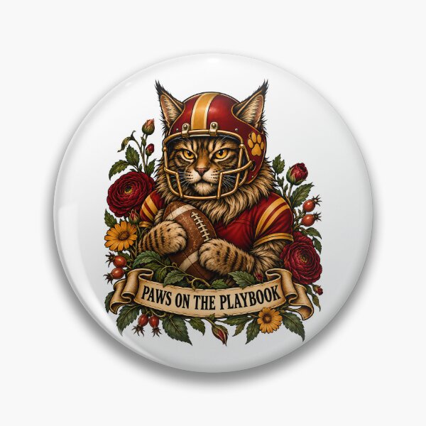 Item preview, Paws On The Playbook Football Maine Coon Tattoo designed and sold by Old's Cool Cat Studio.