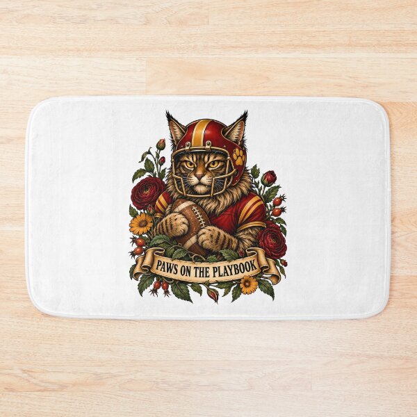 Item preview, Paws On The Playbook Football Maine Coon Tattoo designed and sold by Old's Cool Cat Studio.