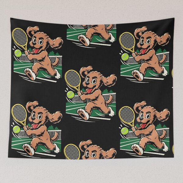 Item preview, Happy Dog Playing Tennis designed and sold by baginiak.