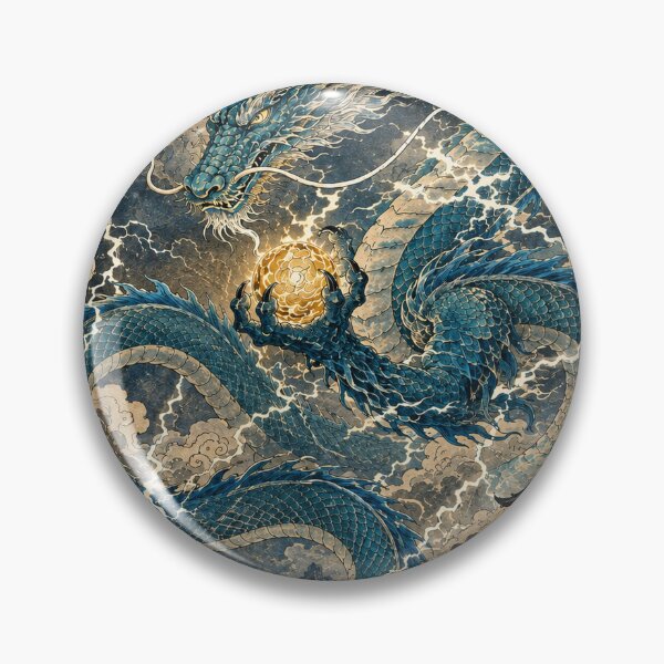 Item preview, Blue Japanese Dragon Guarding a Golden Pearl designed and sold by MouradStudio.